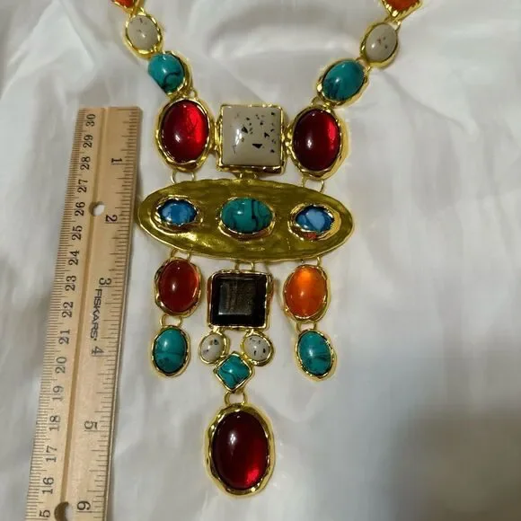 Boho stone drop necklace M596 - Picture 5 of 5